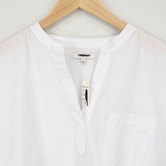 Madewell Lakeline Popover Shirttail Linen Blend Top Eyelet White Size Small NWT - Picture 3 of 10